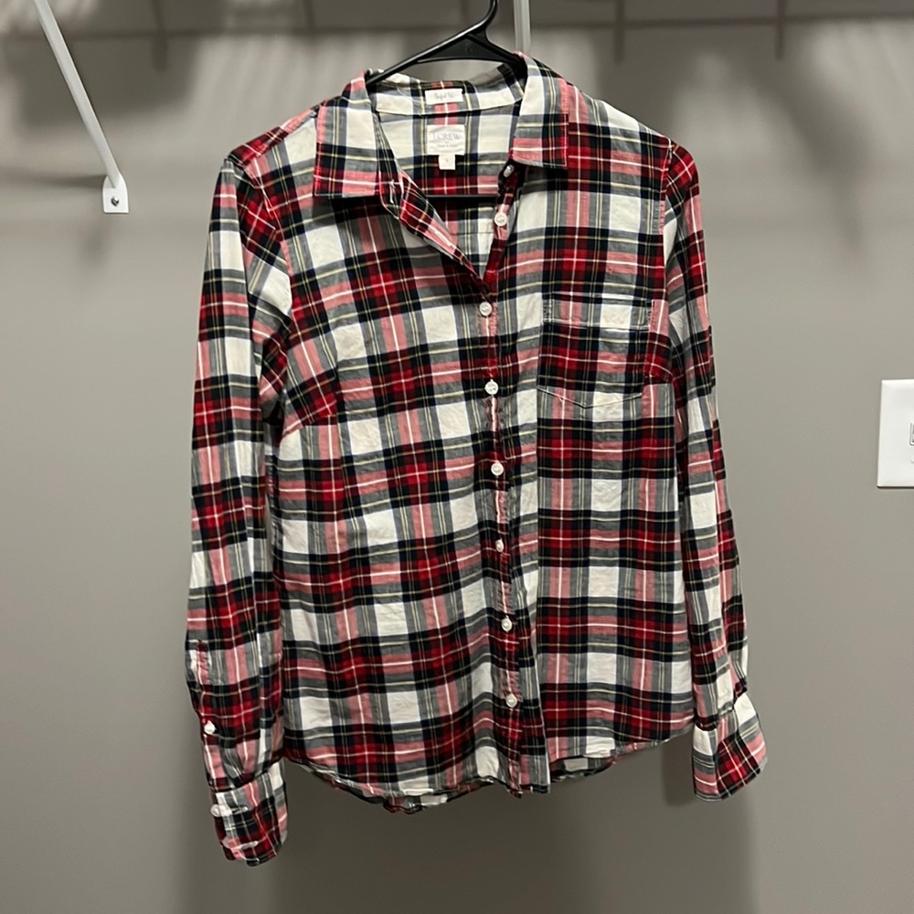 J crew perfect fit plaid button down shirt